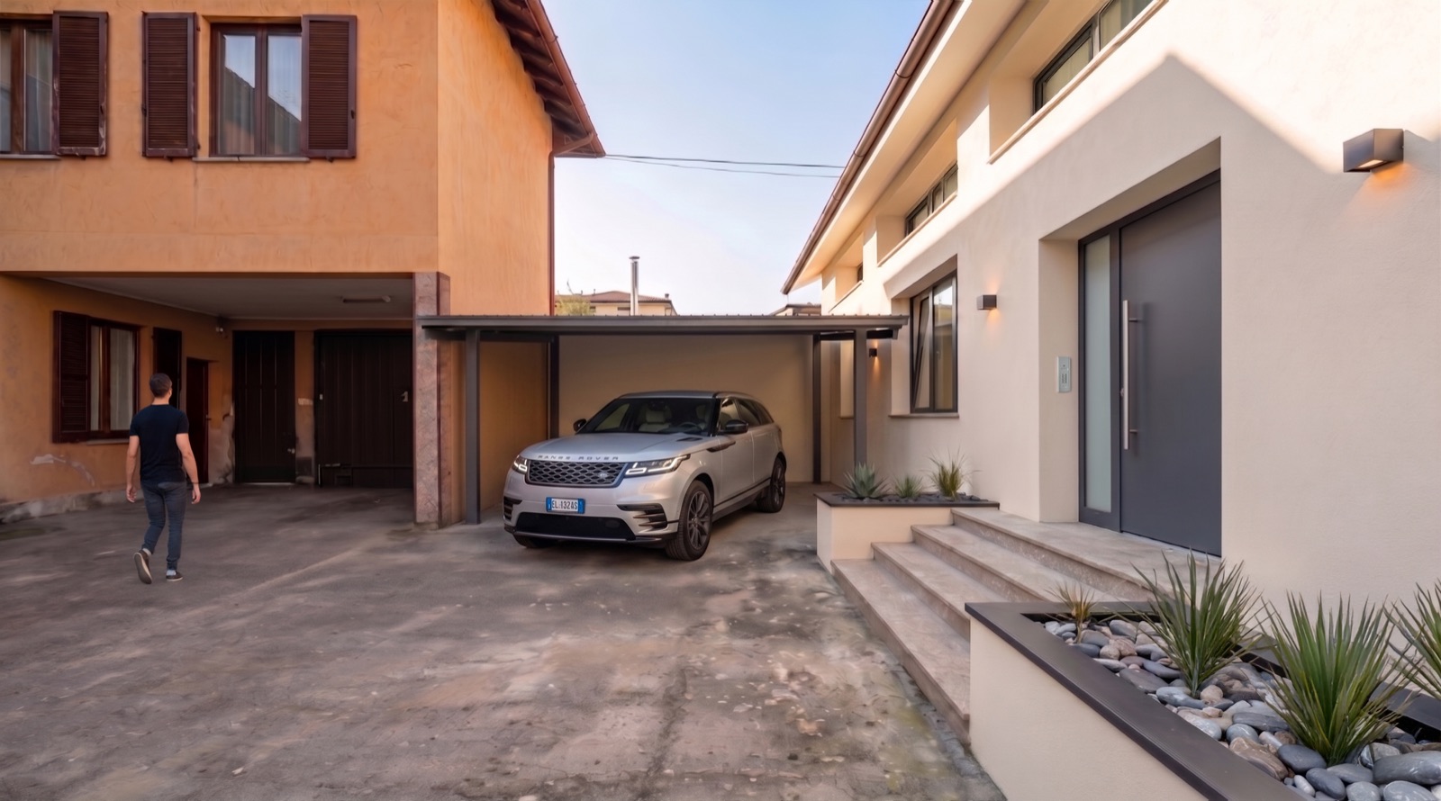 Visualizzazione 3D di un intervento esterno su una residenza